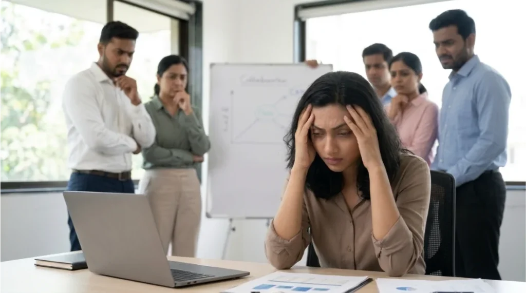 Employee withdrawing from coworkers because of mental burnout
