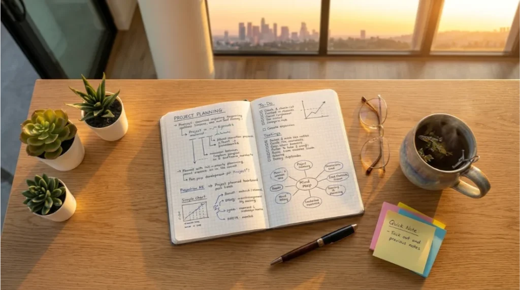 Brain dump journal helping reduce work stress after office hours