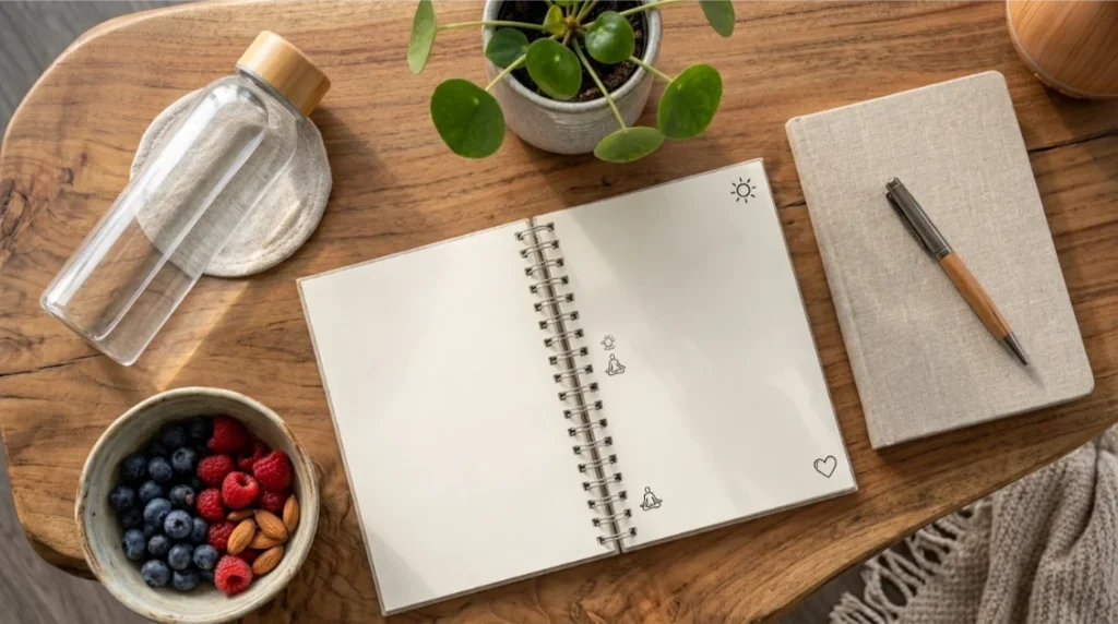 Weekly self-care planner with healthy daily habits