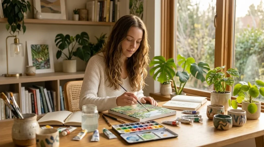 Person painting, gardening, or doing crafts