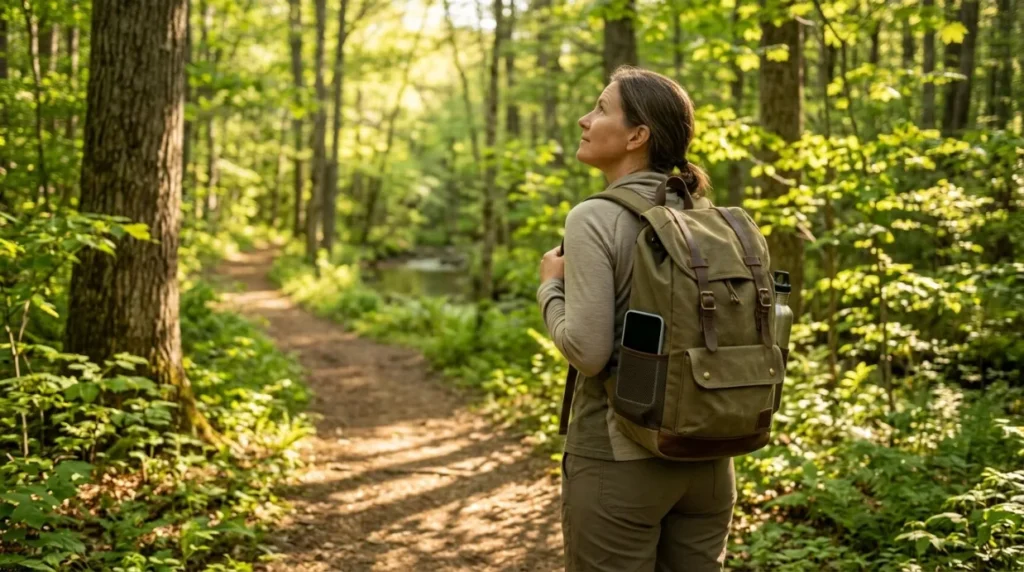 Person enjoying nature without using a smartphone during a digital detox