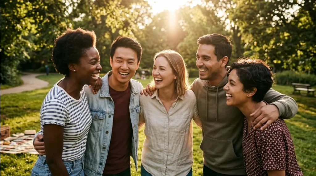 Friends spending quality time together for better mental health