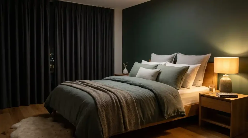 Peaceful bedroom promoting healthy sleep habits