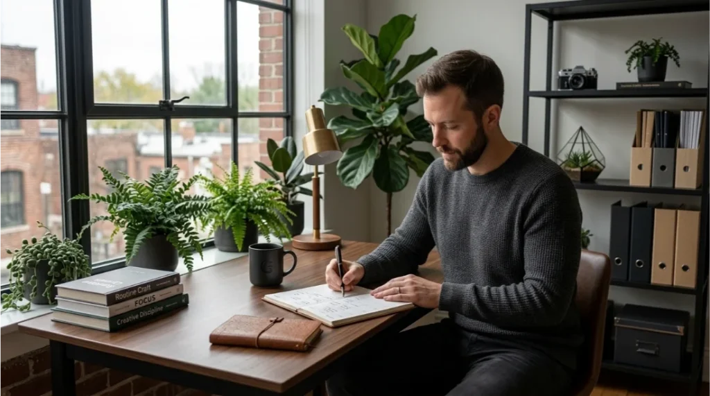 Person following a healthy daily routine for better mental wellness