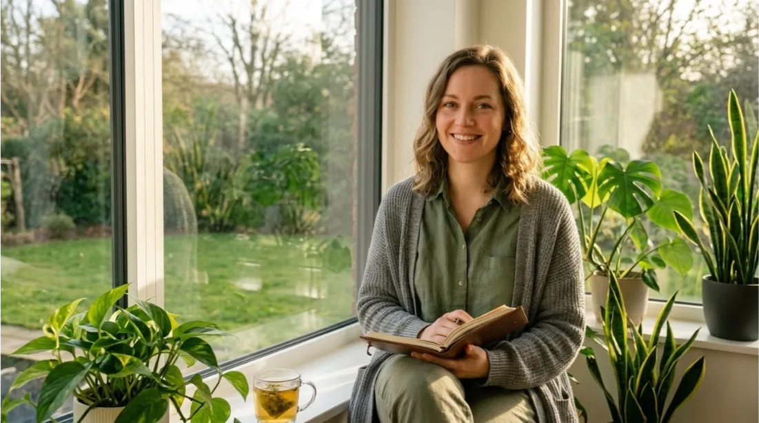 Woman practicing healthy daily habits to improve mental wellness