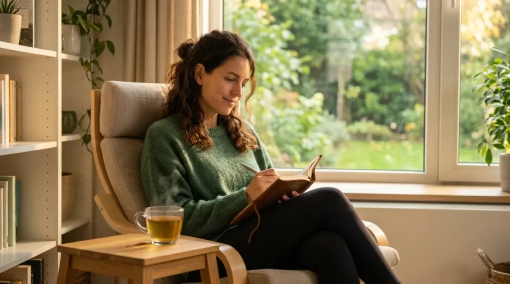 Woman journaling to support her mental and emotional well-being