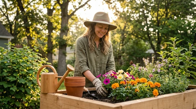 Person gardening or engaging in a creative hobby