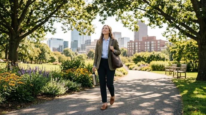 Adult walking outdoors in nature