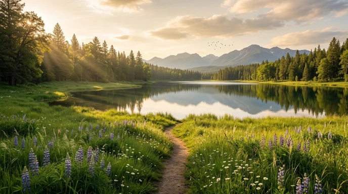 Serene nature scene representing relaxation and well-being