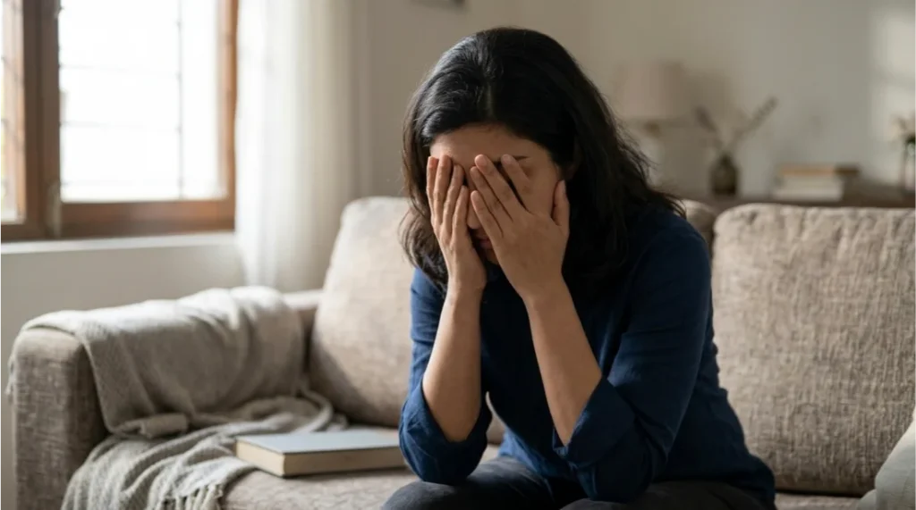 Person feeling emotionally and mentally exhausted after prolonged stress