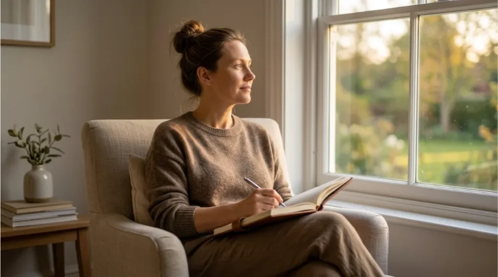 Person reflecting peacefully to improve emotional and mental well-being
