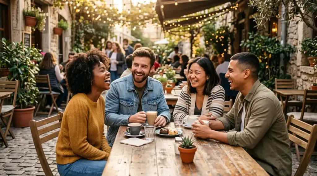Friends spending quality time together to improve mental well-being